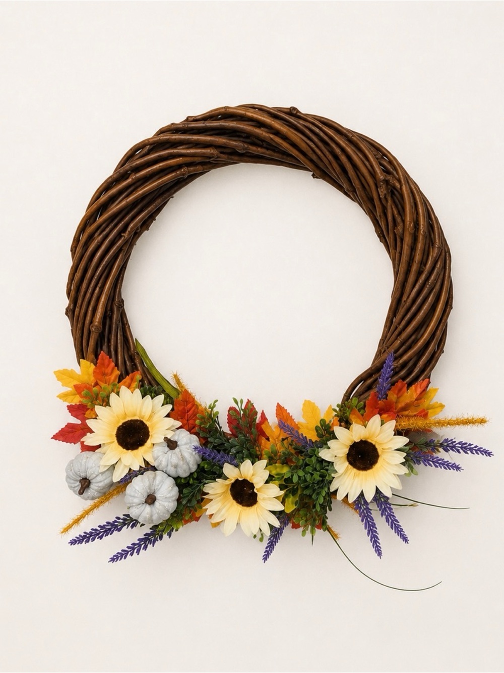 Autumn Vine Wreath | 🍁 Leaves, Lavender, Pumpkins | Floral